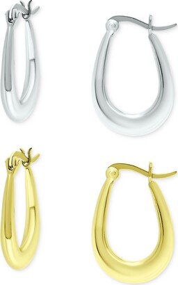 2-Pc. Set Polished Oval Hoop Earrings in Sterling Silver & 18k Gold-Plate, Created for Macy's