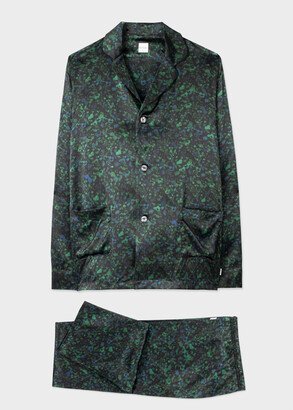 Green 'Twilight Floral' Silk Shirt and Pants Pyjama Set