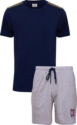 CR7 Men's Loungewear T-shirt and Shorts, 2-Piece Set - Blue, Gray