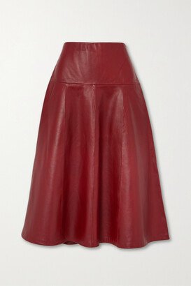 Sierra Paneled Leather Midi Skirt - Red