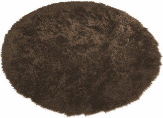 Faux Fur Super Soft Rug With Non-slip Backing 5' Round Brown