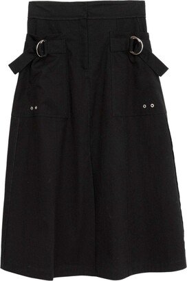 D-ring buckle A-line midi skirt