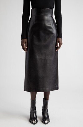 Bustier Leather Midi Skirt