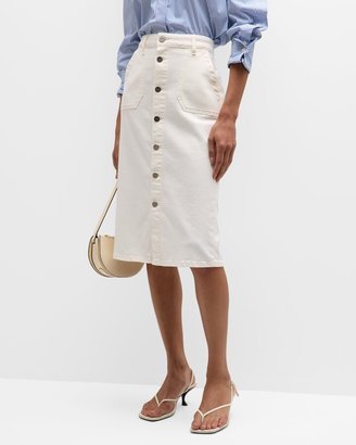 Meadow Denim Button-Front Midi Skirt