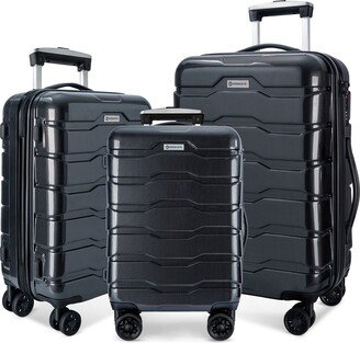 GREATPLANINC Luggage 3 Piece Sets with Spinner Wheels ABS+PC Lightweight TSA Lock-AB