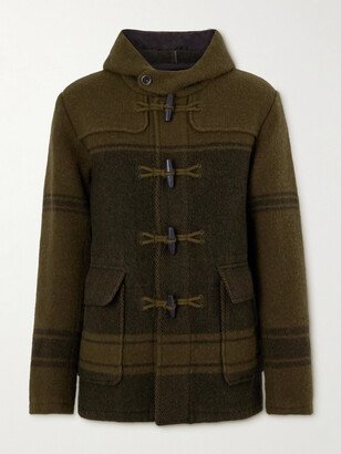 Logo-Jacquard Garment-Dyed Wool Coat