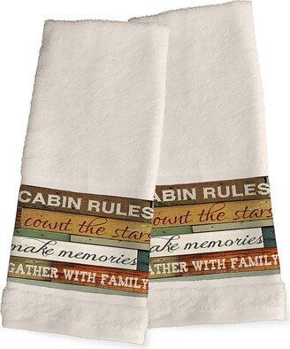 Cabin Rules 2-Pc. Hand Towel Set - Beige/multi