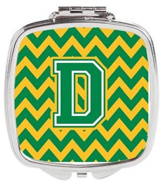 CJ1059-DSCM Letter D Chevron Green & Gold Compact Mirror