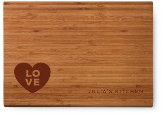 Cutting Boards: Corner Stacked Love Cutting Board, Bamboo, Rectangle Ornament, White