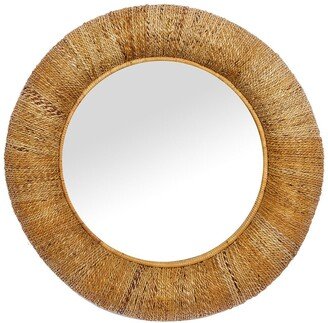 GINGER BIRCH STUDIO Brown Rattan Coiled Weave Frame Wall Mirror