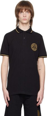 Black V-Emblem Polo