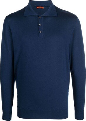 Spread-Collar Merino-Wool Polo Shirt