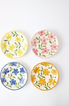 Set Of Four Hand-painted Ceramic Side Plates