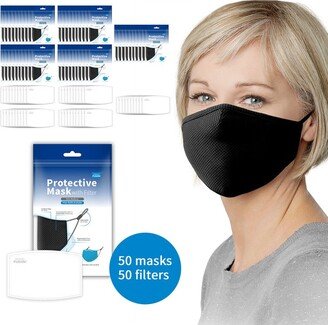 Grand Fusion Housewares Adult Protective Face Mask And Disposable Air Filter 50 Pack