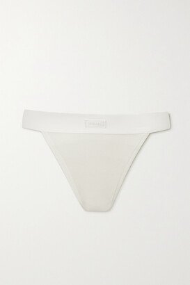 Cotton Collection Ribbed Cotton-blend Jersey Thong - Bone