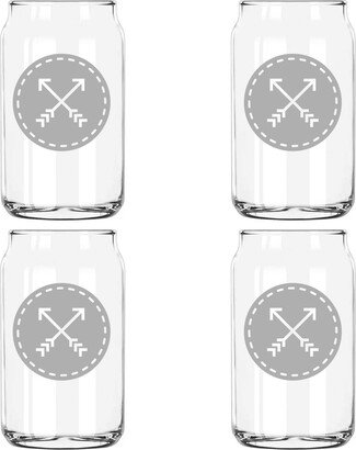 Crossed Arrow Merit Badge Etched 5 Ounce Beer Can Taster Glass - Single Or 4 Pack