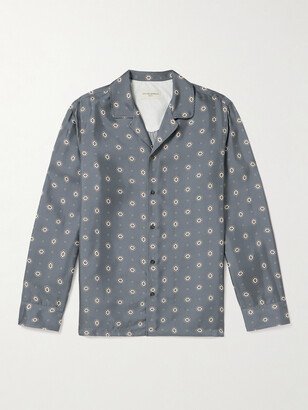 Eren Camp-Collar Printed Silk-Twill Shirt