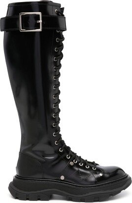 Lace-Up Chunky-Sole Leather Boots