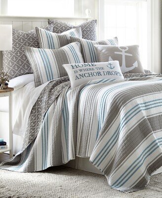 Home Provincetown Reversible Quilt, Twin/Twin Xl - Gray/Blue/White