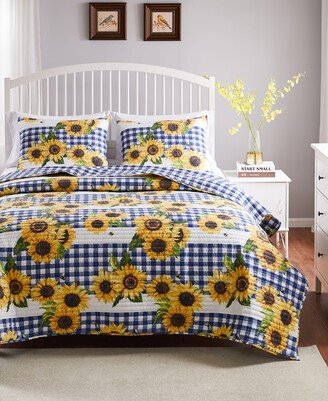 Sunflower Reversible Gingham 3 Piece Quilt Set, King