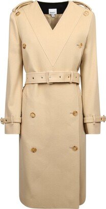 V-Neck Double-Breasted Trench Coat