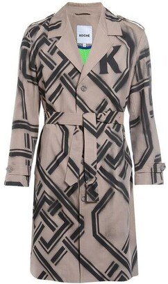 Monogram Spray Printed Trench Coat