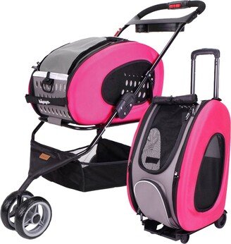 Ibiyaya 5 in 1 EVA Convertible Foldable Small Pet Carrier/Stroller System, Pink - 15.9