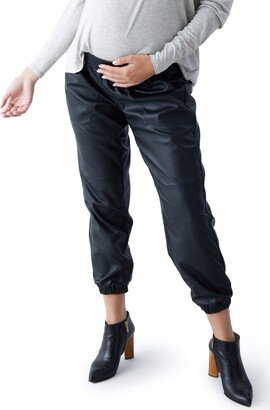 Faux Leather Maternity Joggers