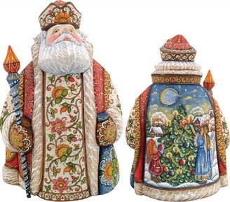 G.DeBrekht Woodcarved Hand Painted Treasured Trimming Santa Figurine