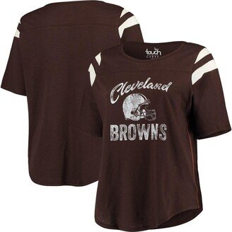 Women's Touch Brown Cleveland Browns Plus Size Curve Touchdown Half-Sleeve T-shirt