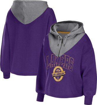 Women's Wear by Erin Andrews Purple Los Angeles Lakers Pieced Quarter-Zip Hoodie Jacket