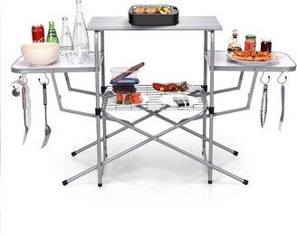 Foldable Camping Table Outdoor Kitchen Portable Grilling Stand Folding BBQ Table