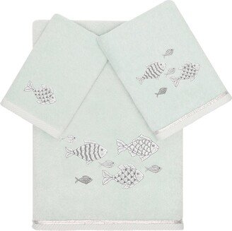 Turkish Cotton Figi 3Pc Embellished Towel Set-AA