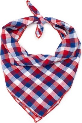 The Worthy Dog Check Pattern Classic Square Tie-On Bandana - Red/White/Blue - S