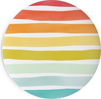 Salad Plates: Imperfect Watercolor Stripes Salad Plate, Multicolor