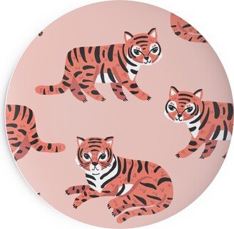 Salad Plates: Jungle Tigers - Blush And Coral Salad Plate, Pink