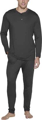 Men's Henley and Jogger Pajama Set Gray