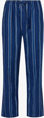 Mens Blue Kelburn Striped Cotton Pyjama Bottoms