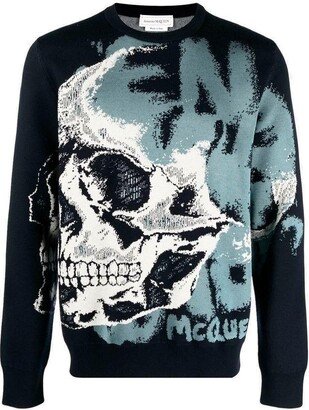 Logo Skull Intarsia Sweater