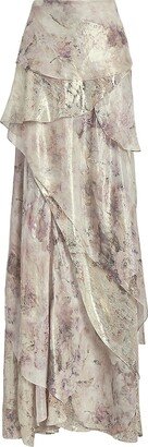 Ali Tiered Metallic Silk Maxi Skirt