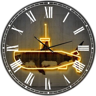 Designart Yellow Submarine Oversized Modern Wall Clock - 36 x 36