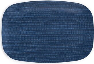 Serving Platters: Grasscloth Serving Platter, Blue