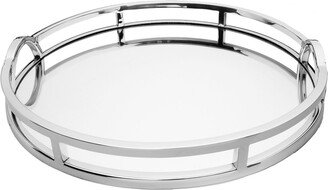 Round Mirror Tray with Modern Loop Design
