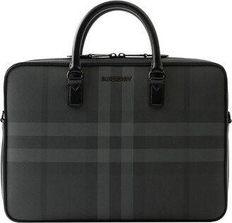 Charcoal Check Slim Ainsworth Briefcase