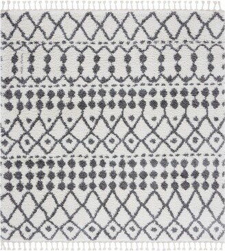 Berber Fringe Shag BFG538 Power Loomed Area Rug - Ivory/Dark Grey