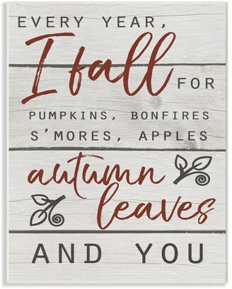 Every Year I Fall For You Red and Gray Typography Wall Plaque Art, 10 x 15