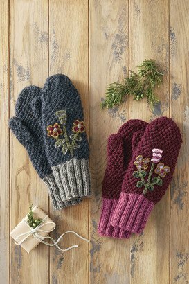 Women's Flora Frost Mittens - Wine Multi