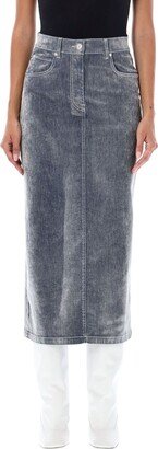 High Waist Velour Midi Skirt