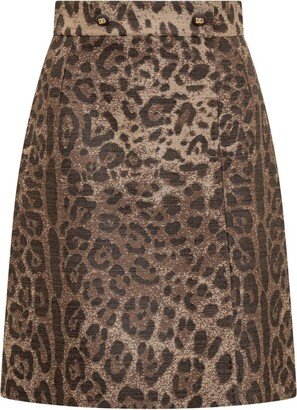 Leopard Printed Straight Hem Mini Skirt