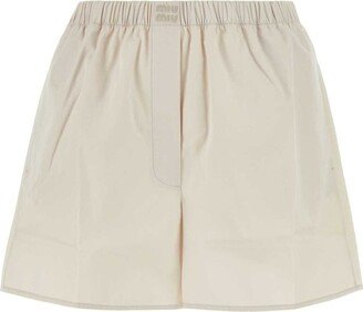 Logo Embroidered Elastic Waist Shorts-AA